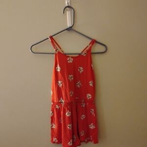 Old Navy Red Floral Jumpsuit